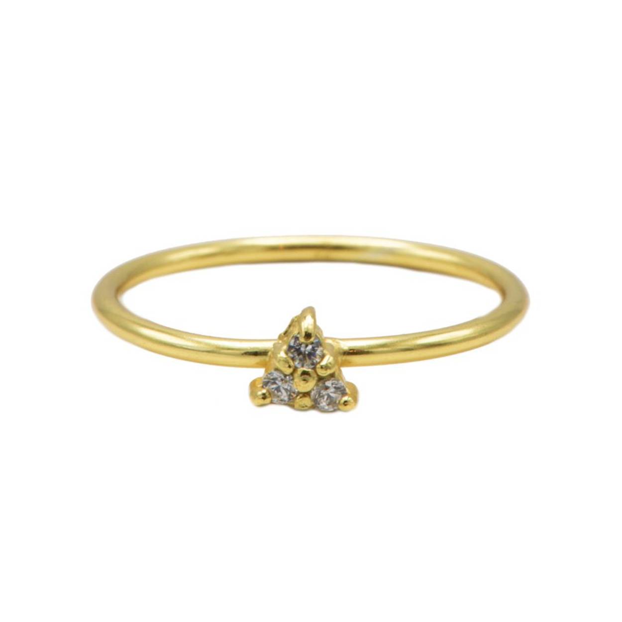 Zilveren goldplated aanschuifring met zirkonia van Karma
