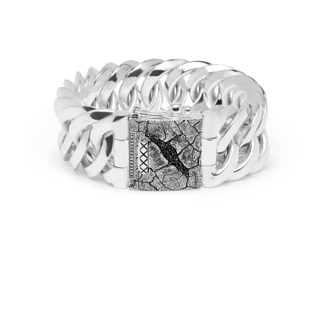 BUDDHA TO BUDDHA 156 E+ - Chain Big Black Spinel Limited Bracelet Silver