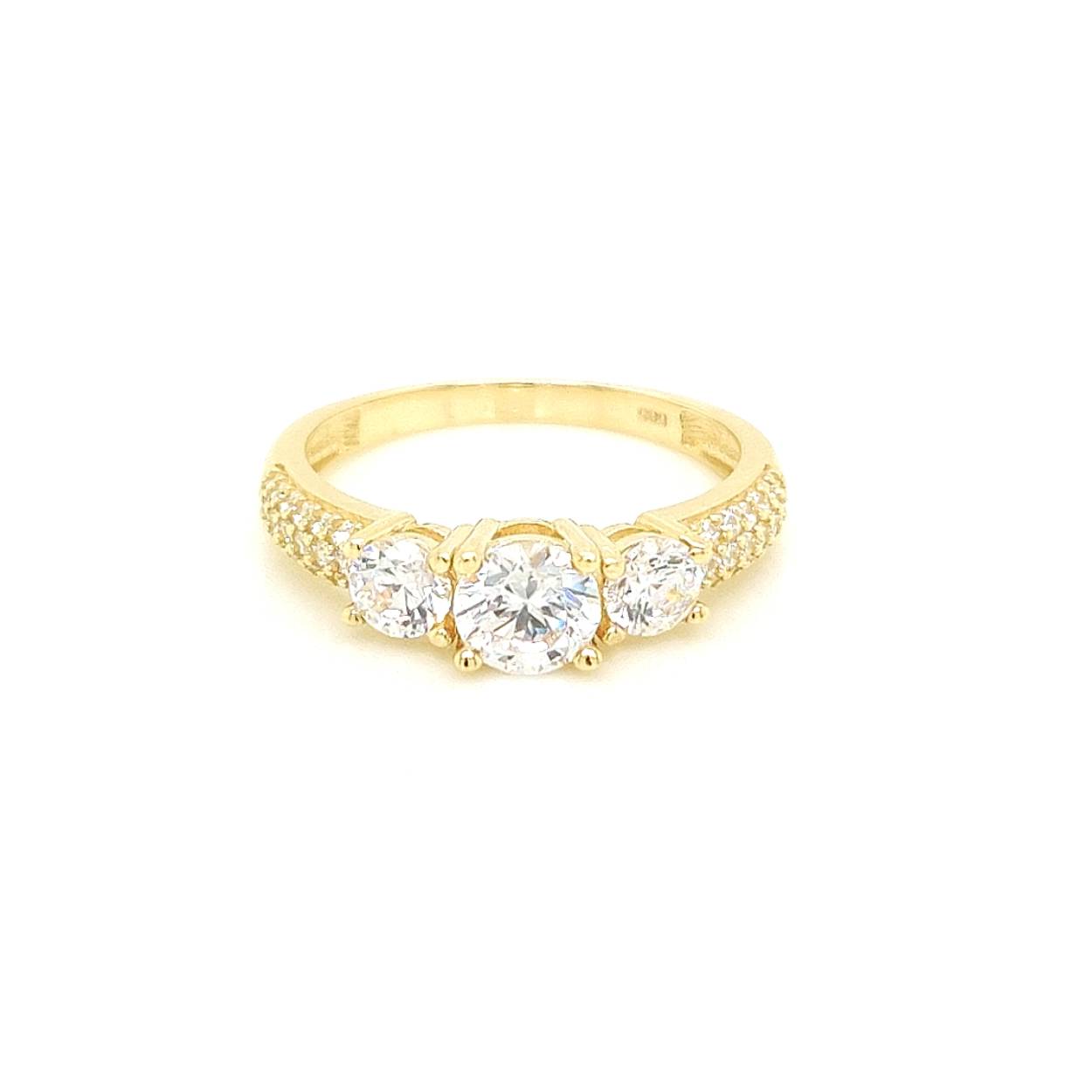 Gouden ring zirkonia mt.17,5