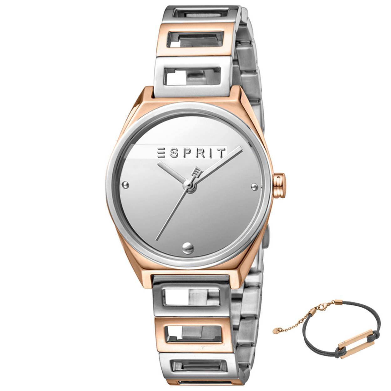 Dit dames horloge is van het merk Esprit. Het is een quartz horloge met een band gemaakt van RVS. De diameter van de kast is 30mm.