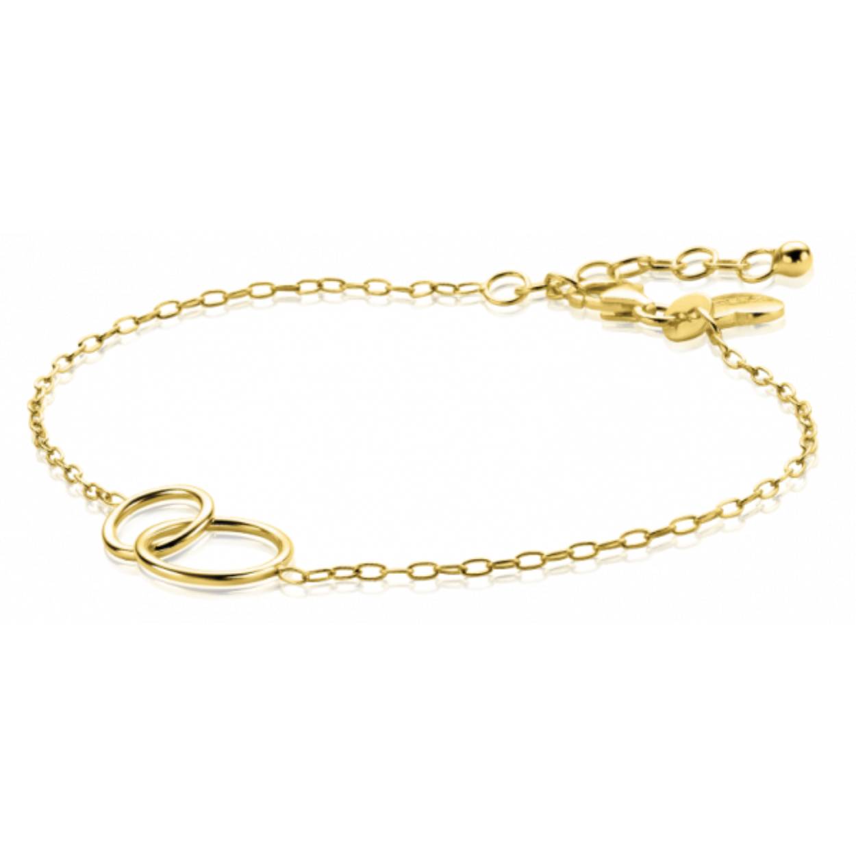 Armband zilver verguld paperclip 2 ronde schakels in elkaar