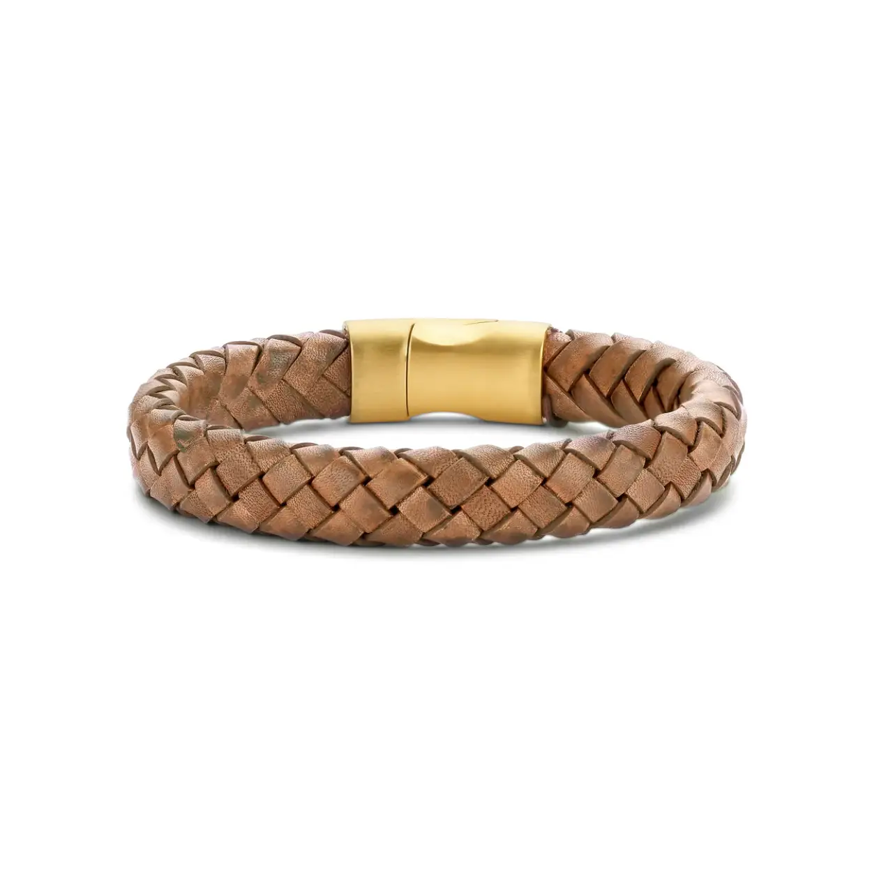 Ga voor een gedurfde stijl met onze matte gevlochten leren armband, ontworpen om een ​​blijvende indruk te maken. Met zijn aanzienlijke dikte is het een opvallend sieraad dat karakter geeft aan elke outfit.