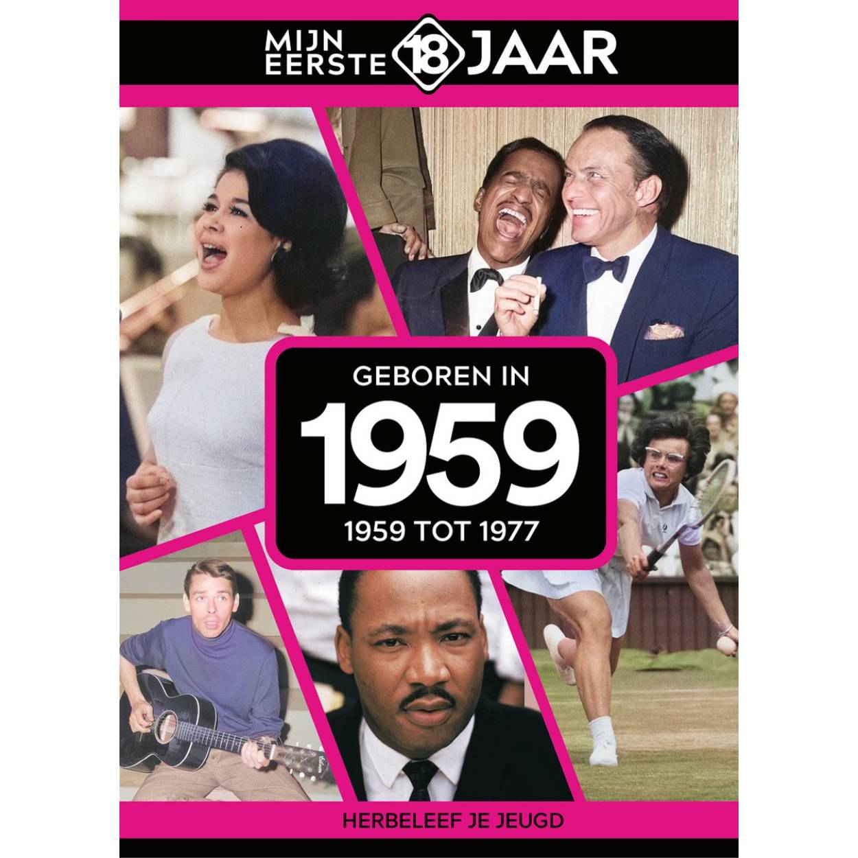 MIJN EERSTE 18 JAAR; GEBOREN IN 1959 De jaren van 1959 tot 1977 Mijn Eerste 18 Jaar is hét boek vol met ‘oh ja!’-momenten. Droom weg bij alle hoogtepunten uit jouw jeugd. Zo beleef je de meest spraakmakende momenten uit de eerste 18 jaar van jouw leven opnieuw. Aan welke hits, films en tv-programma’s heb je mooie herinneringen? Hoe was de mode toen, het straatbeeld en de rages? Welke sporthelden zijn je bijgebleven? En wat was het nieuws waar iedereen het over had? Mijn Eerste 18 Jaar staat boordevol jeugdsentiment. Met maar liefst 182 pagina’s aan kleurrijke foto’s, anekdotes en iconische beelden uit jouw jonge jaren. Ook hebben we per jaar de grootste hits voor je verzameld. Scan de code en beluister jouw hits. Begin met bladeren en herbeleef je jeugd!