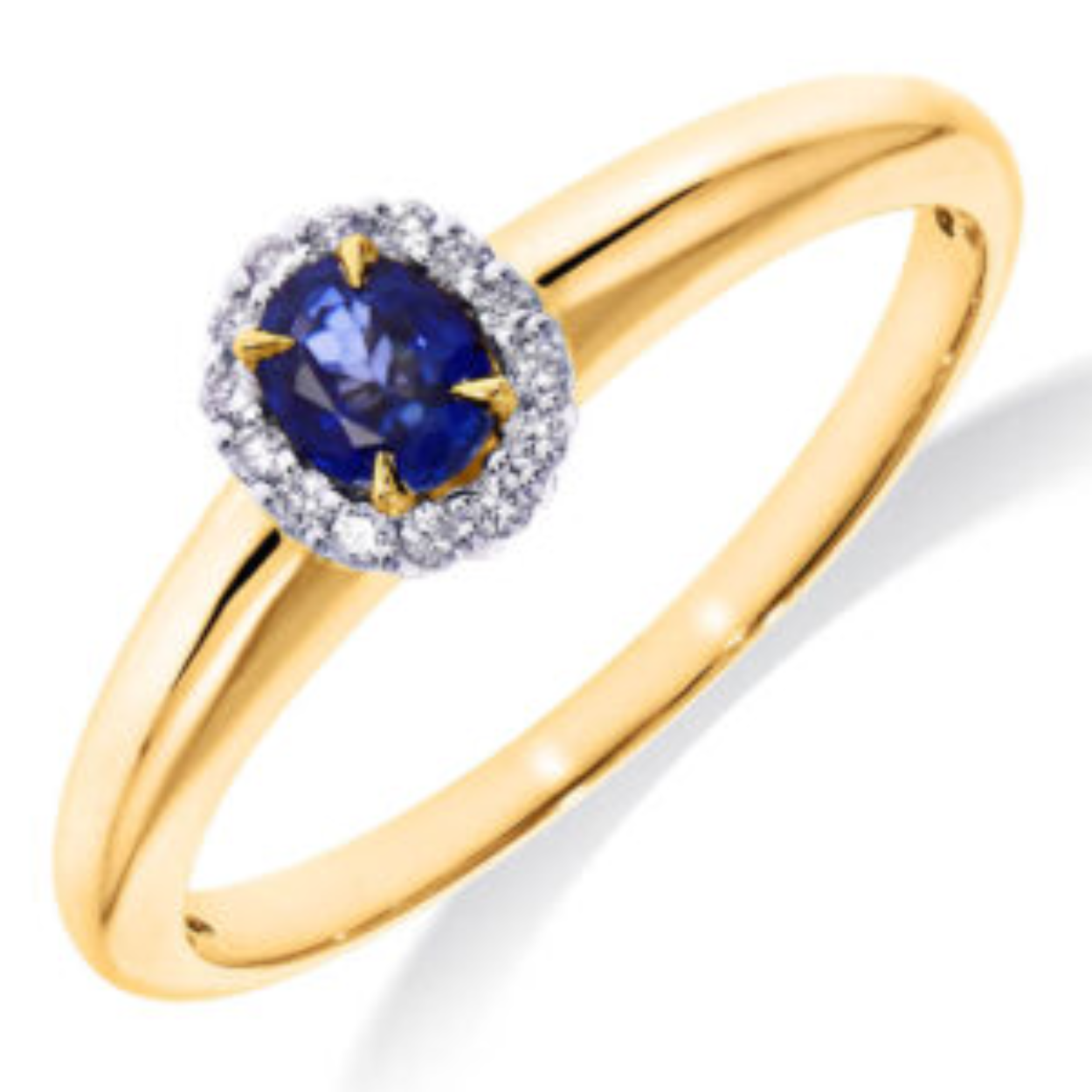 GGD ring saffier met diamant mt 16,5