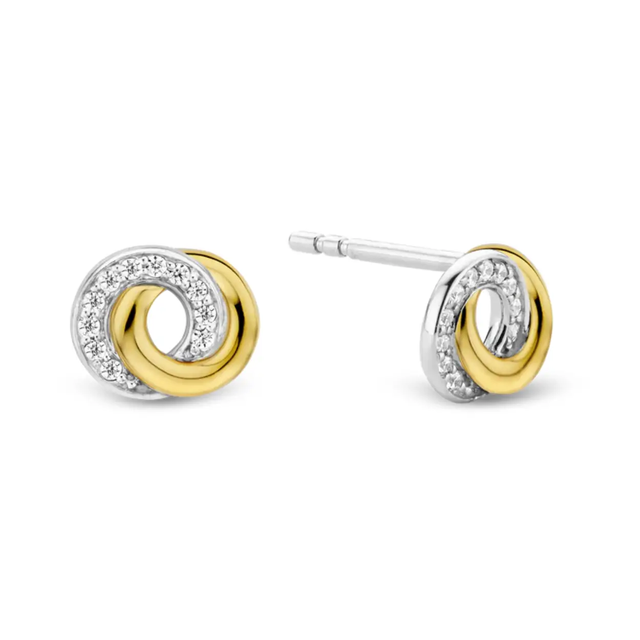  TI SENTO vergulde zilveren Infinity Stud Oorbellen 7784ZY. Gemaakt van 925 sterling zilver 