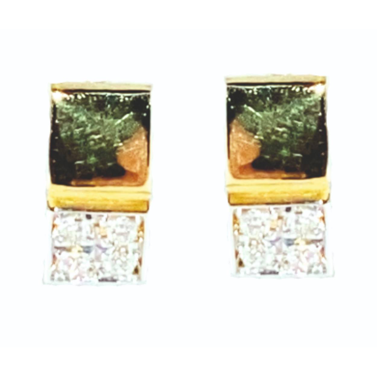 oorbellen in 18kt geel en wit goud met briljant
unieke creatie B-trendy 0.20ct diamant