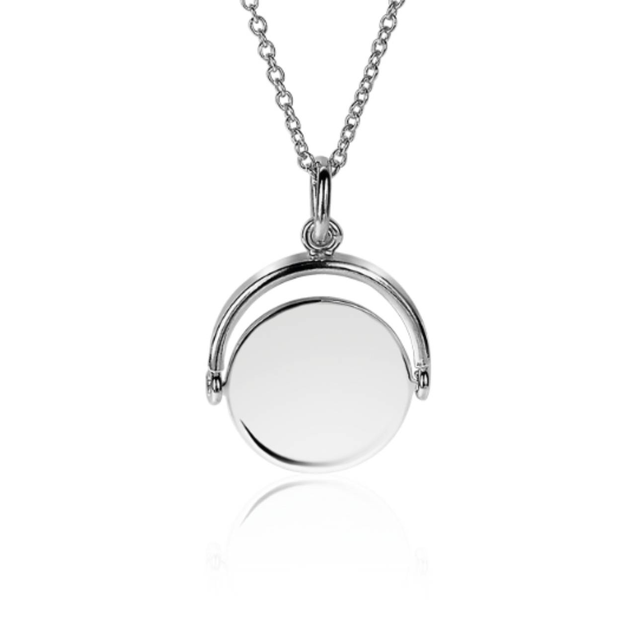 ZINZI zilveren hanger 27mm rond glimmend plaatje 18mm ZIH2217