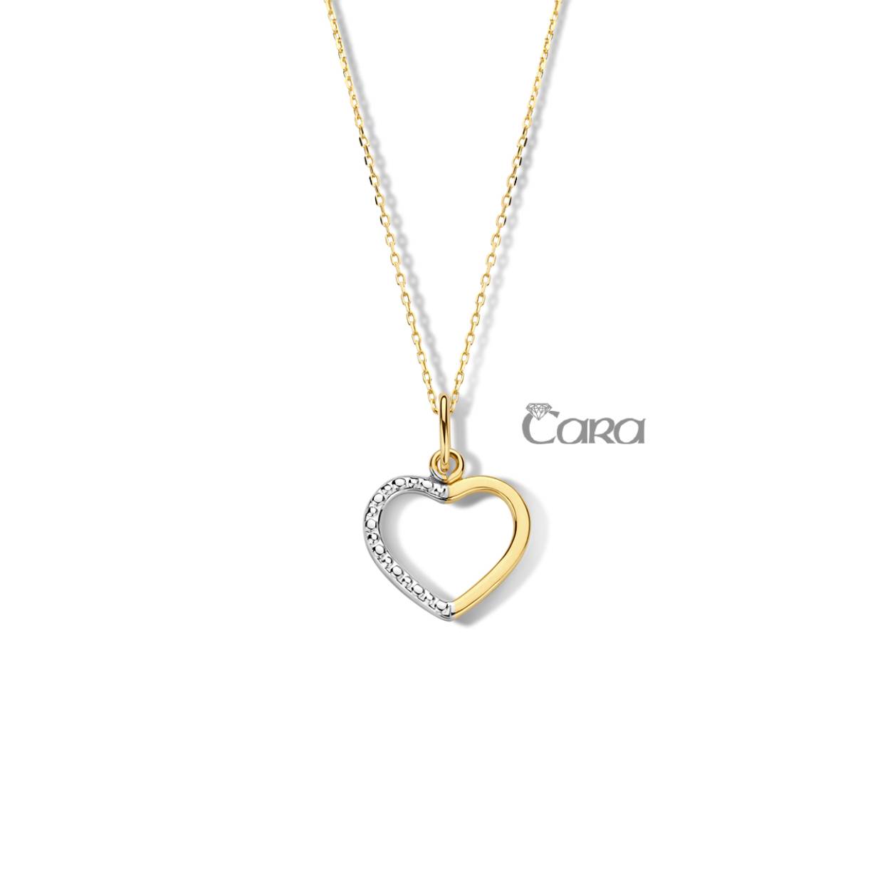 18 kt gouden hanger 'hartje' met zirkonium
Exclusief ketting