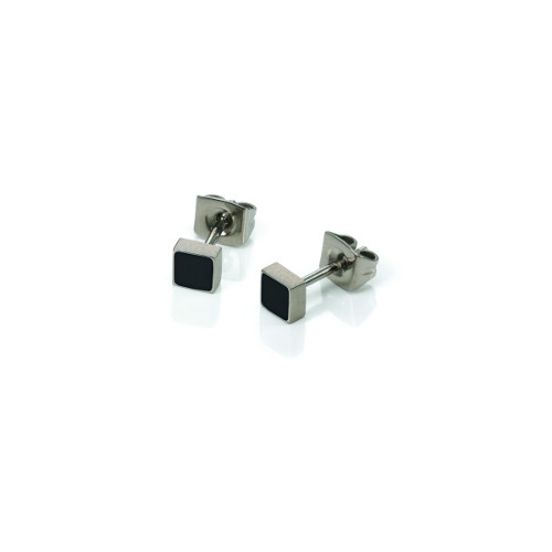 Titanium oorstekers met zwart keramiek