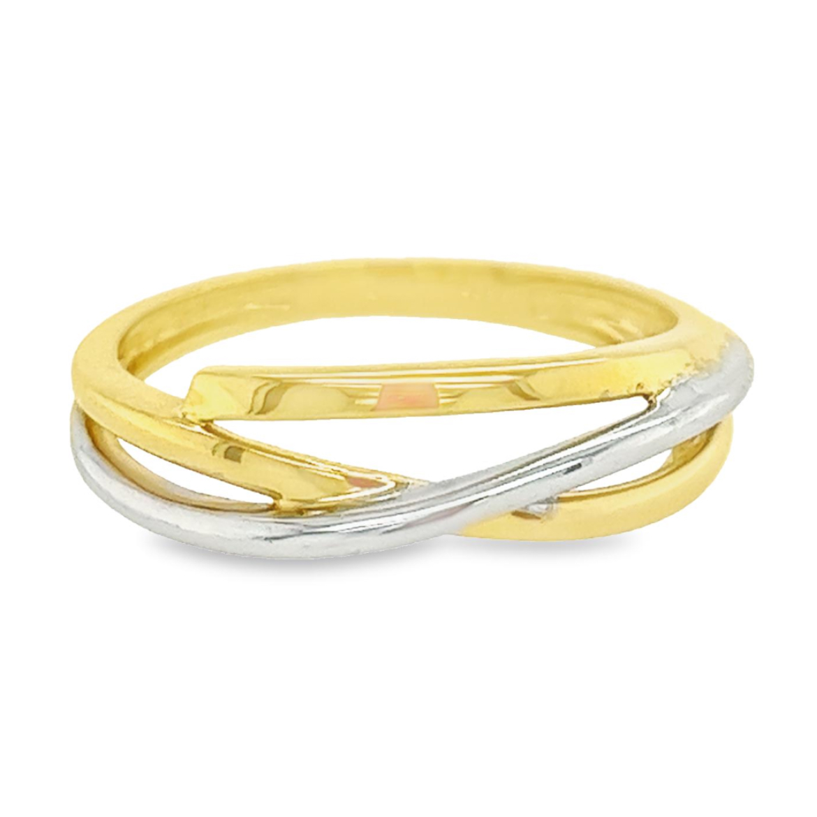 Deze bicolor gouden ring is ontzettend leuk! Het ontwerp is simpelweg erg leuk en makkelijk te combineren met andere sieraden. De ring is gemaakt van 14-karaats goud.