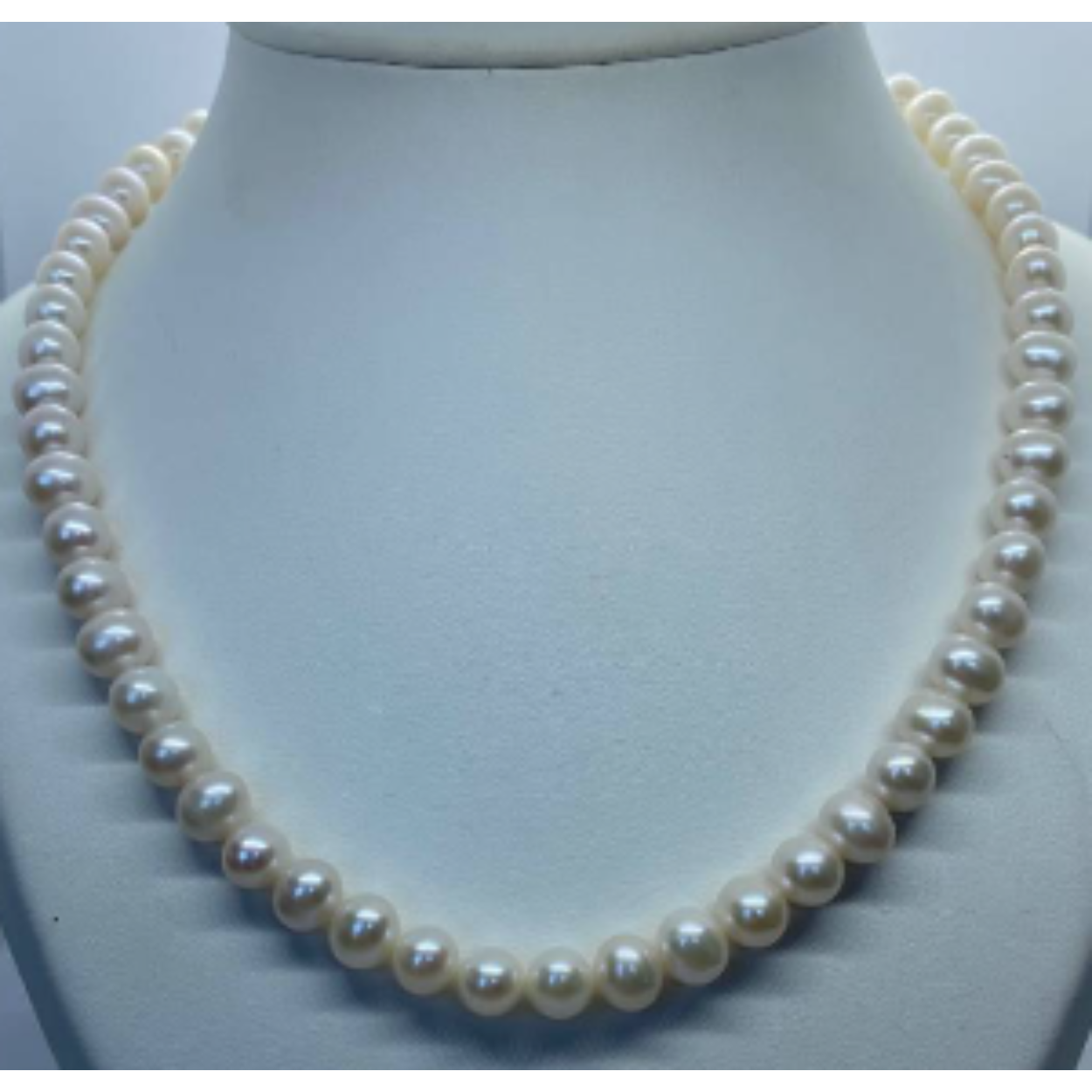 Zoetwater parelcollier Wit met magneetsluiting 8-9 mm
