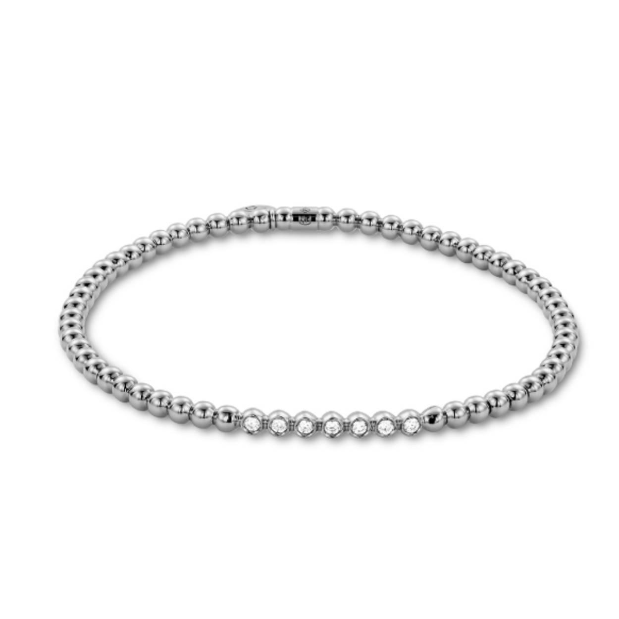 Witgouden  stretch herenarmband  met diamanten