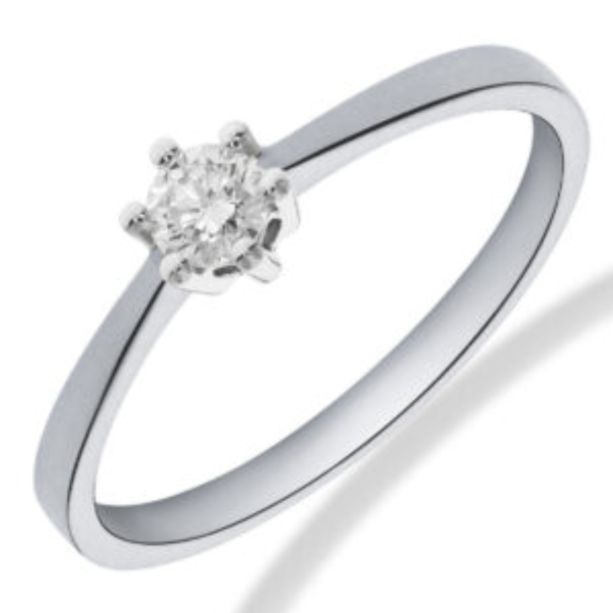 een witgouden solitair ring met een diamant briljant geslepen 0.10 crt SI H.