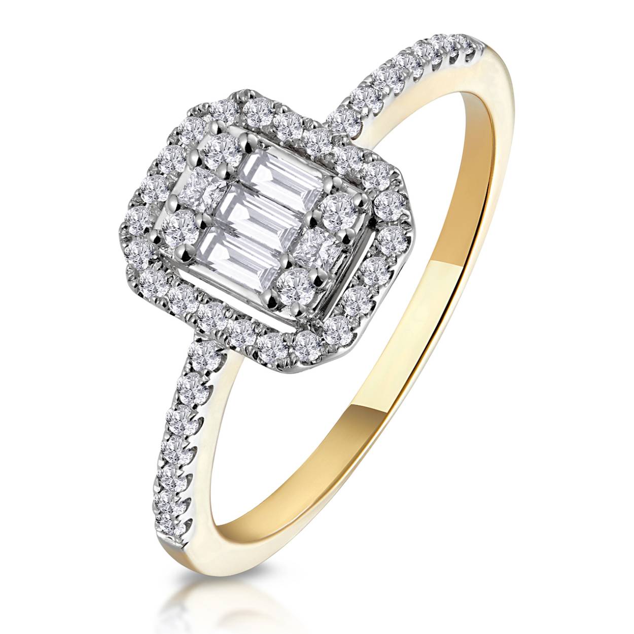 14k gouden diamanten ring met 0.56 crt diamanten. F kleur