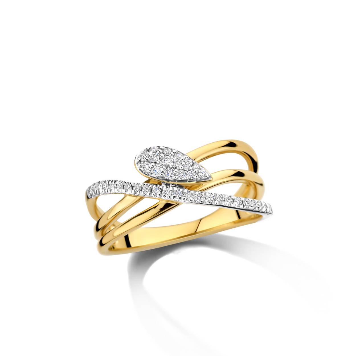 Ring geel goud 18kt met diamanten
