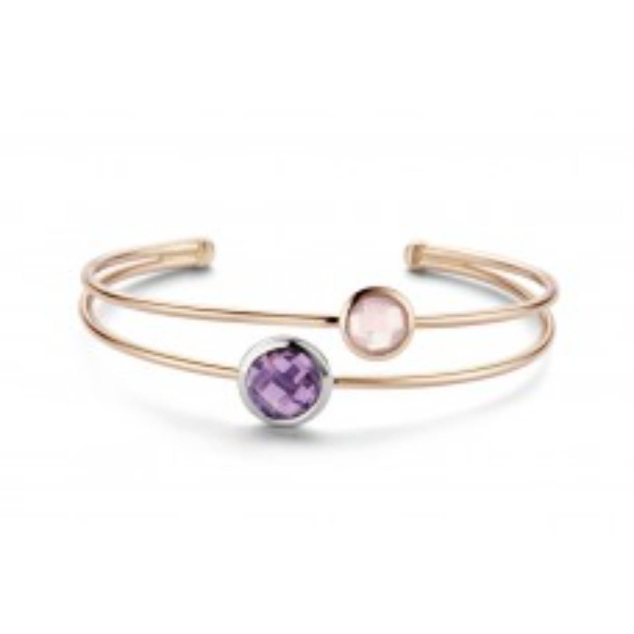 You & Me Armband rosé goud 18k Amethyst - Roze Quarts