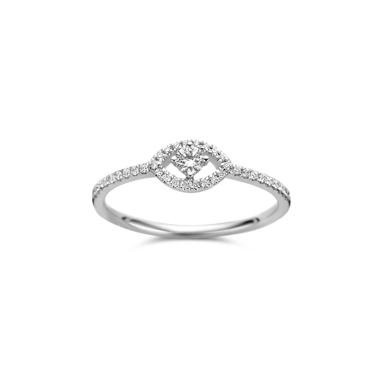 WG 18 kt verlovingsring + 0.17ct briljant