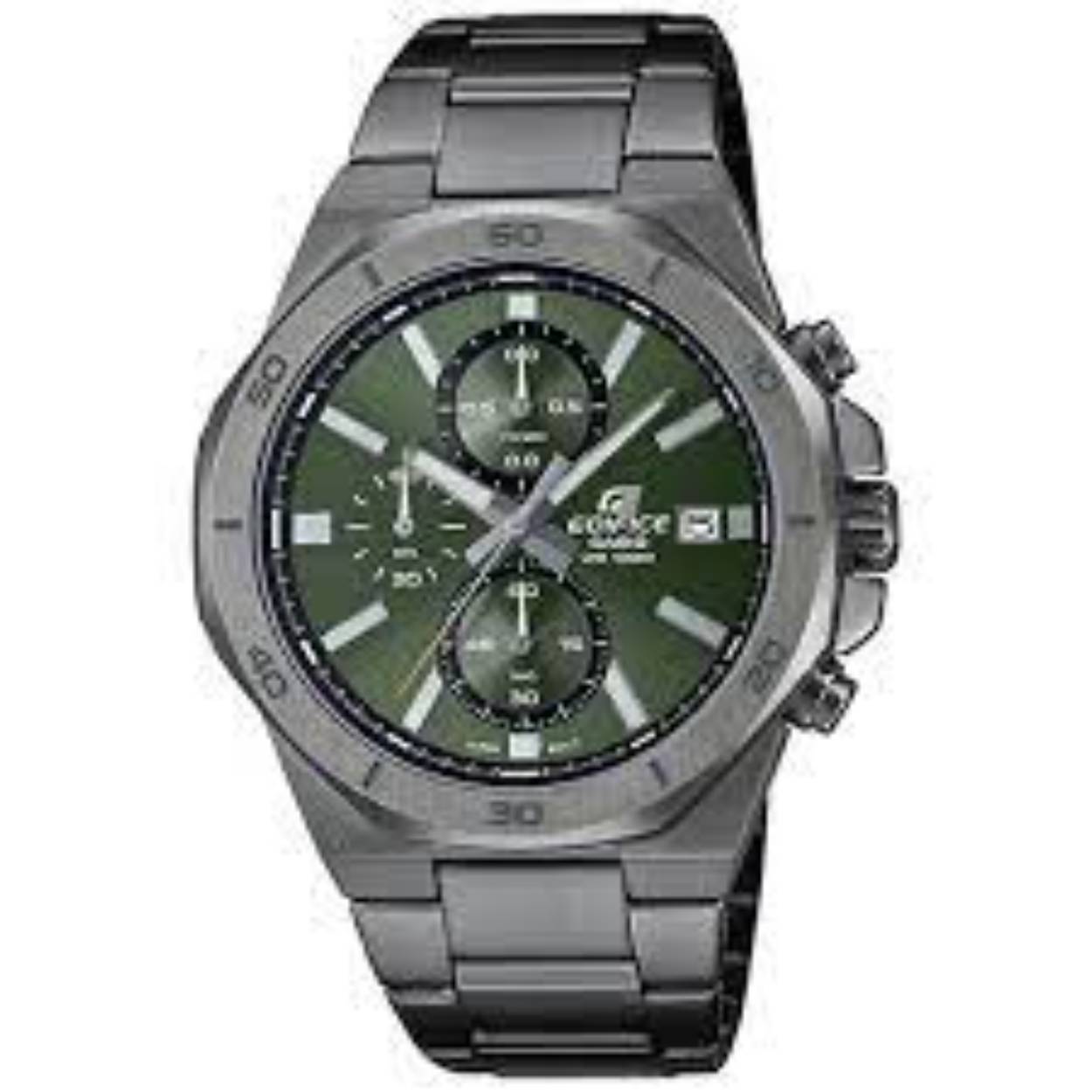 Maak een dynamisch maar gewaagd statement met een klassiek en sportieve EDIFICE-chronograaf. Deze heeft een achthoekige rand in een solide, sterk ontwerp.
