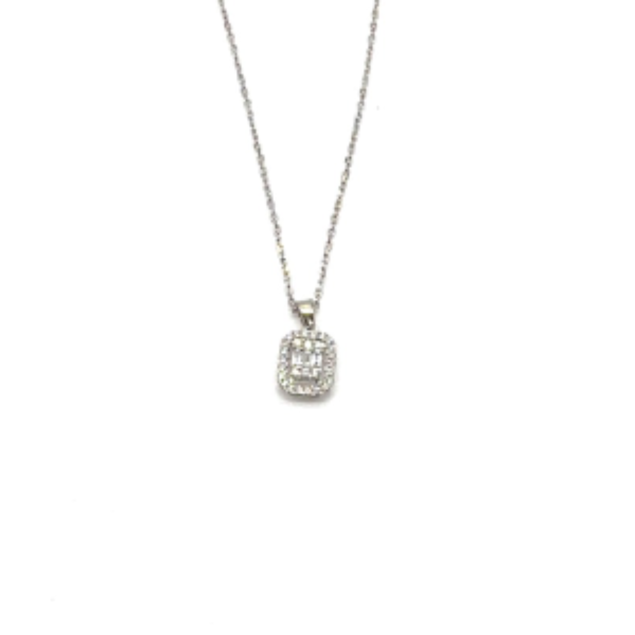 14k wtigouden diamanten collier met totaal 0.24 caraat F/si