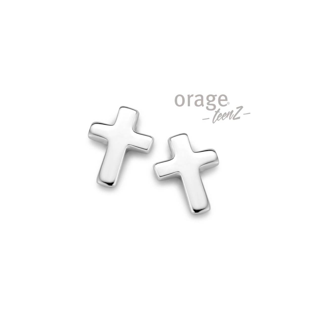  Orage oorstekers zilver kruis