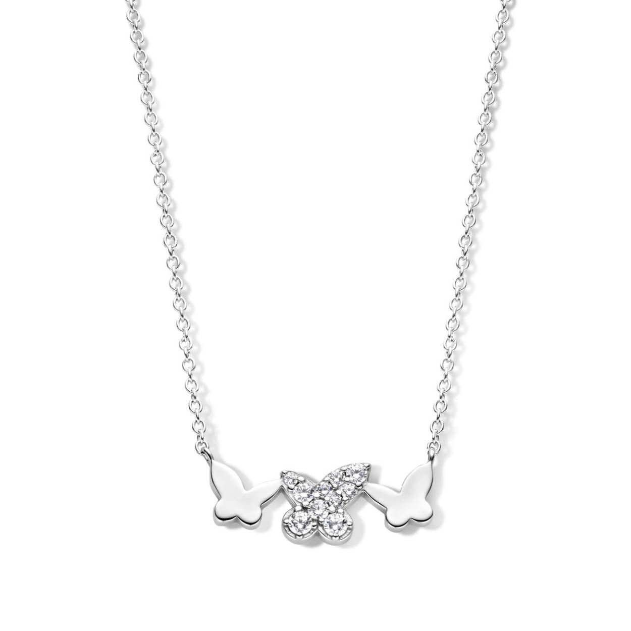Zilveren ketting met vlindermotief + CZ 40+5cm Naiomy