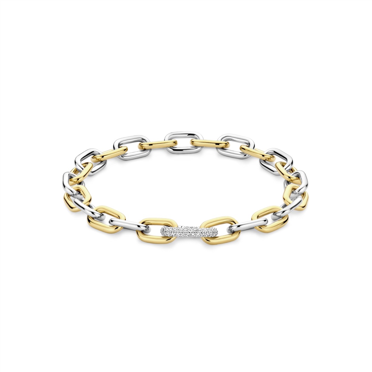 zilver bicolor schakelarmband