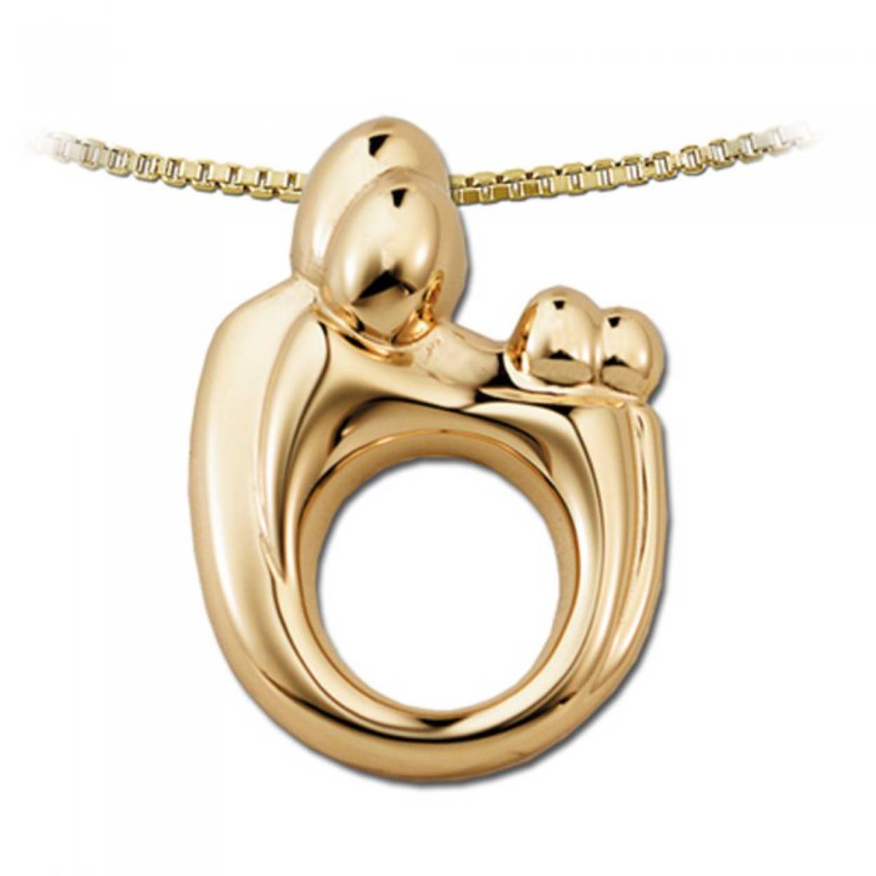 M'amour verguld zilveren hanger van Familie met 2 kinderen, exclusief collier