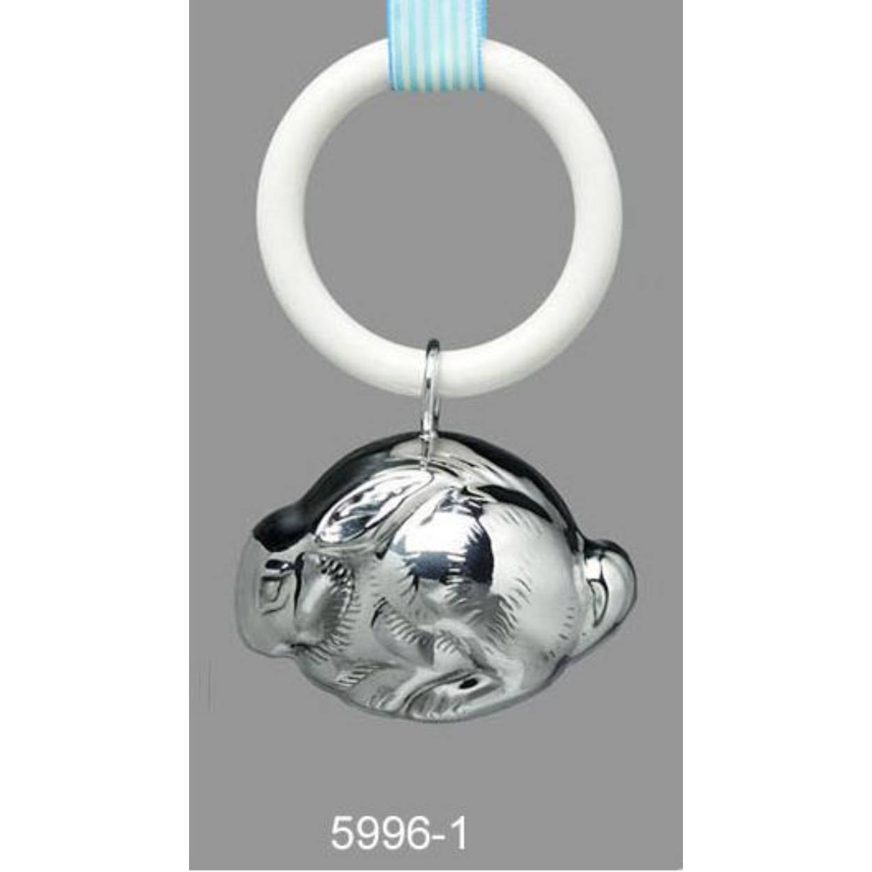 Rammelaar verzilverd konijn aan ring WG-5996-1