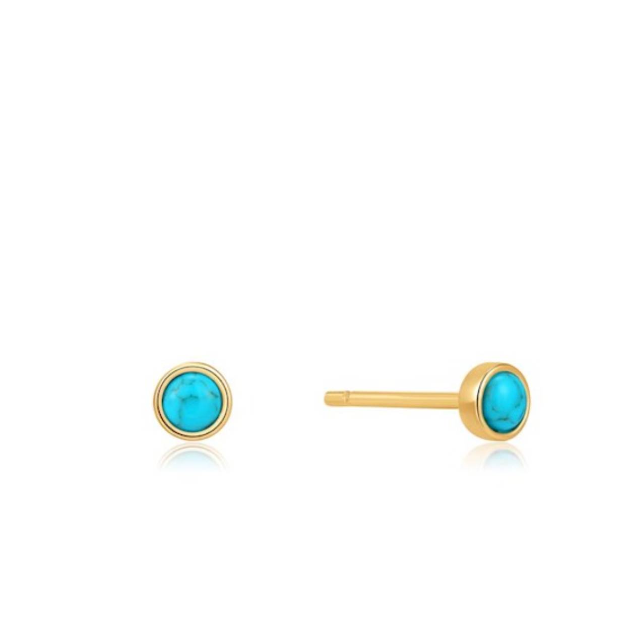 Oorstekers uit de collectie van Ania Haie, uitgevoerd in sterling zilver met een geelgouden vergulding en gezet met turquoise stenen.