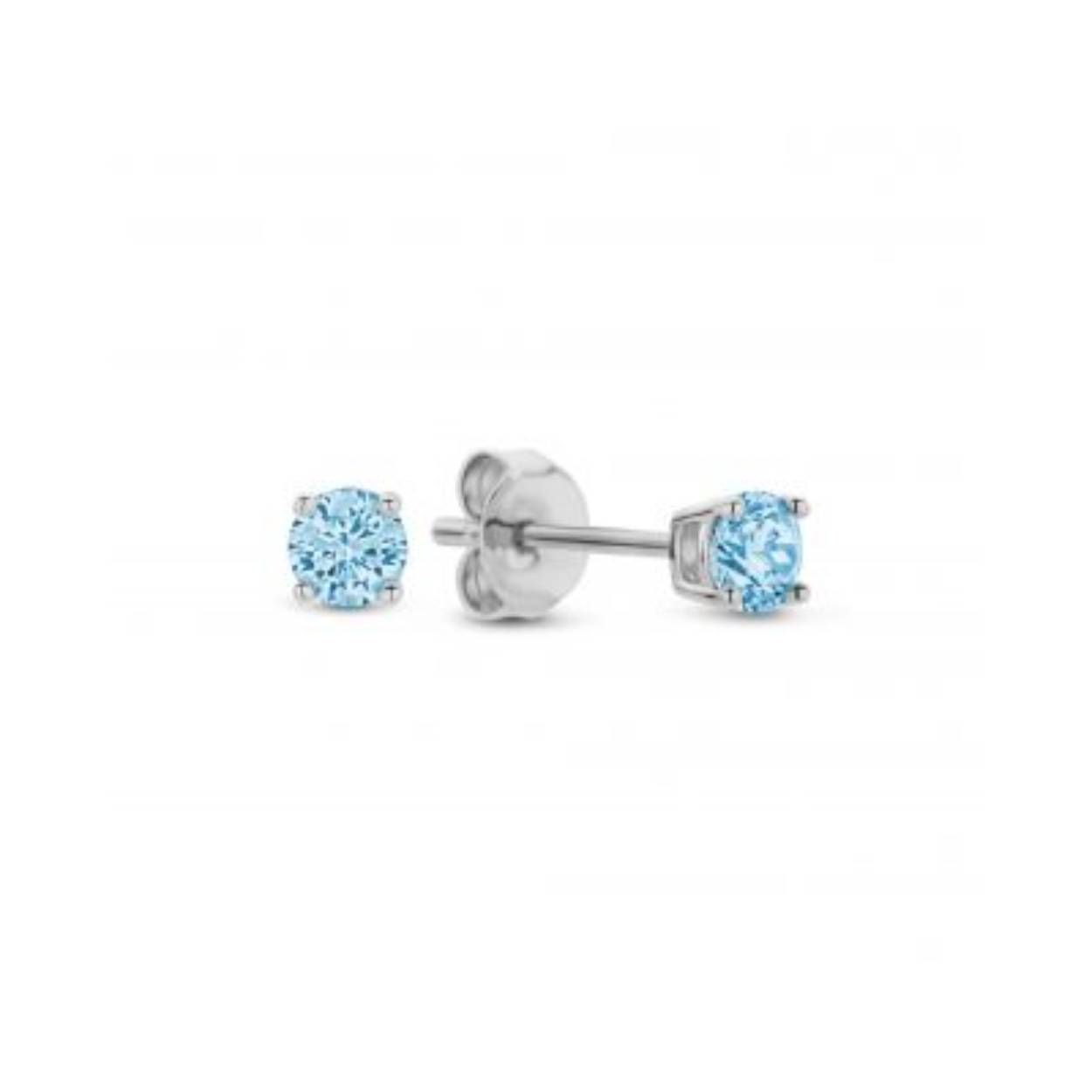 Zilver oorknop blauw zirkonia 3mm