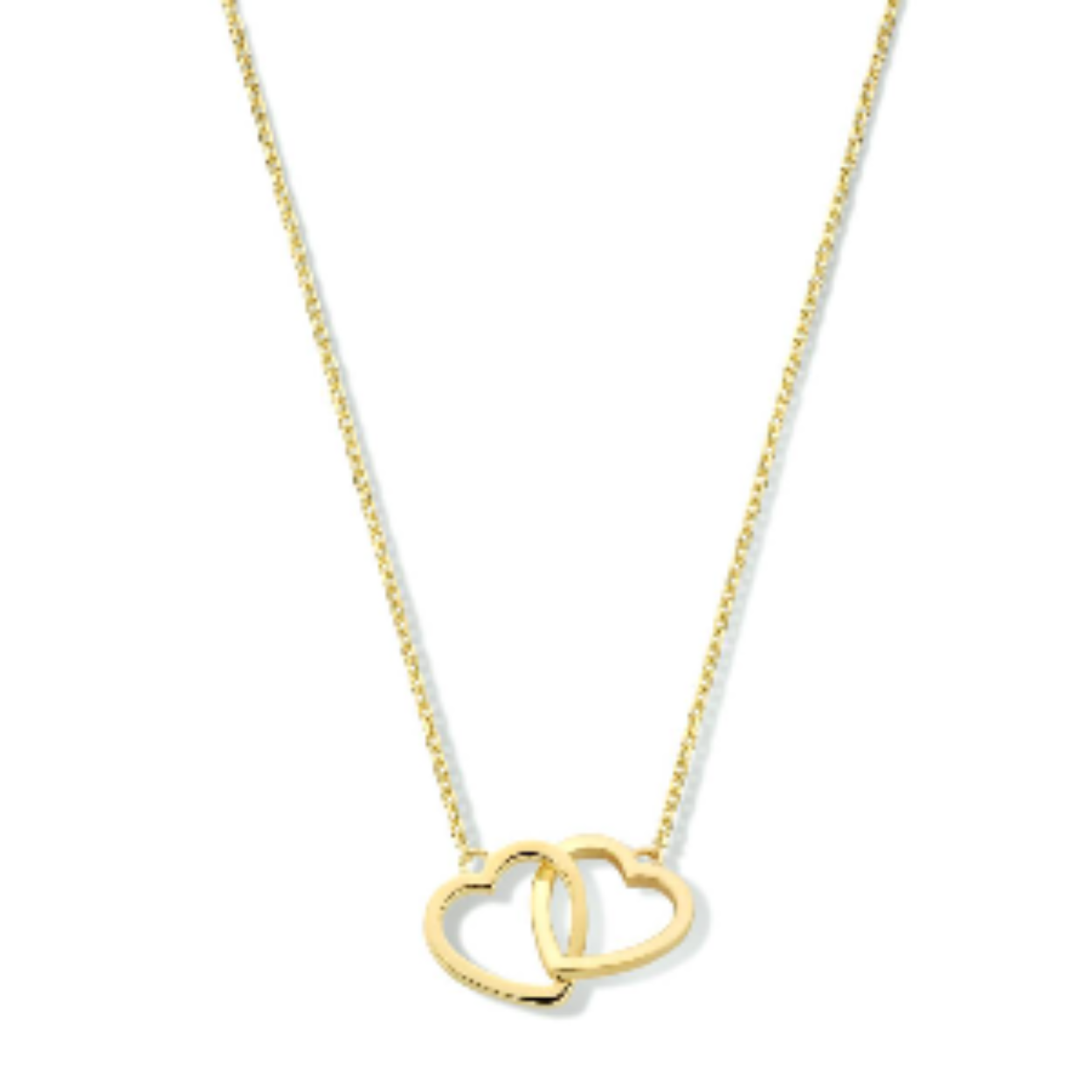 14 karaats geelgouden collier 40-44 cm / 1.3 mm
2 opengewerkte hartjes