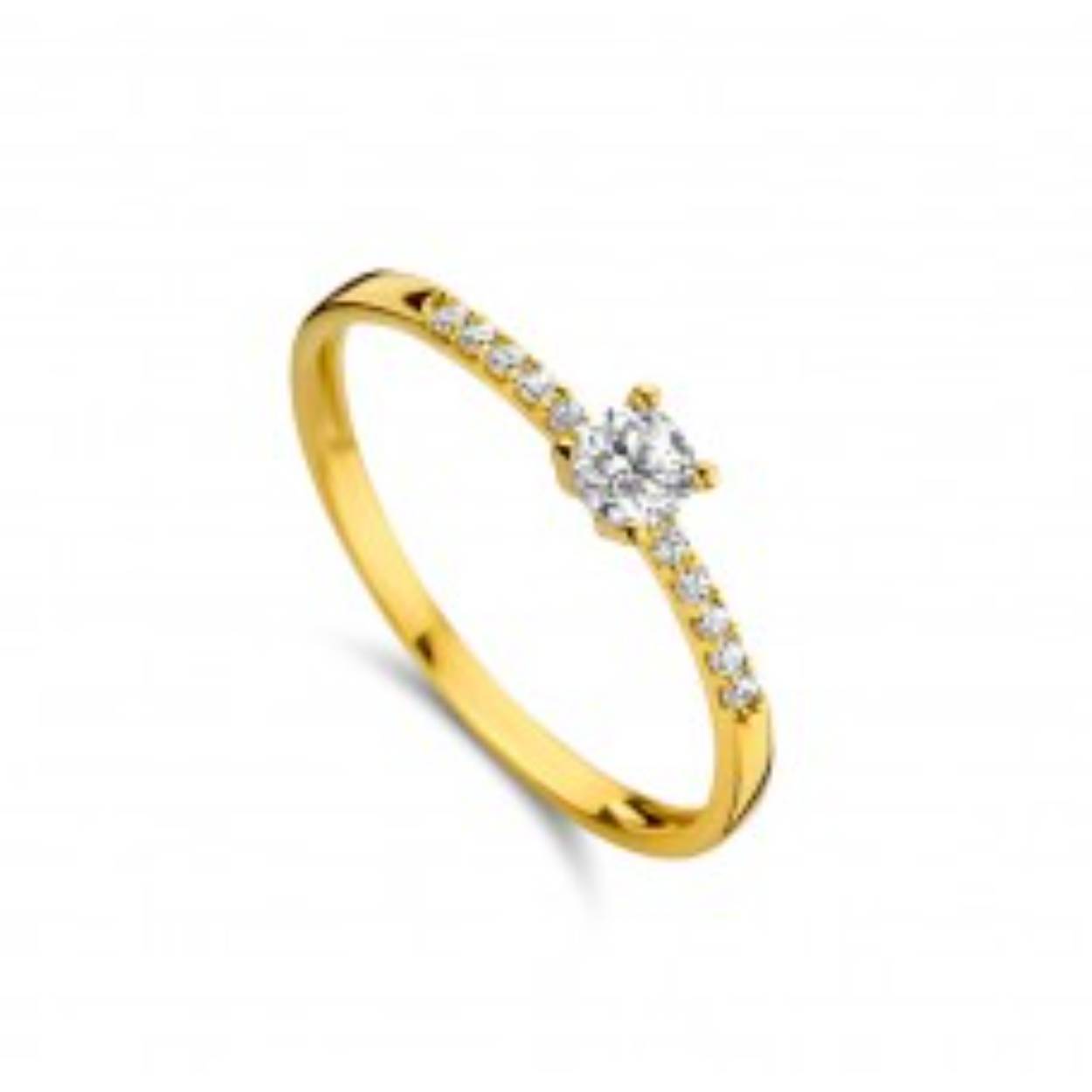 De ring is vervaardigd uit 18 kt witgoud gezet met zirkonium.