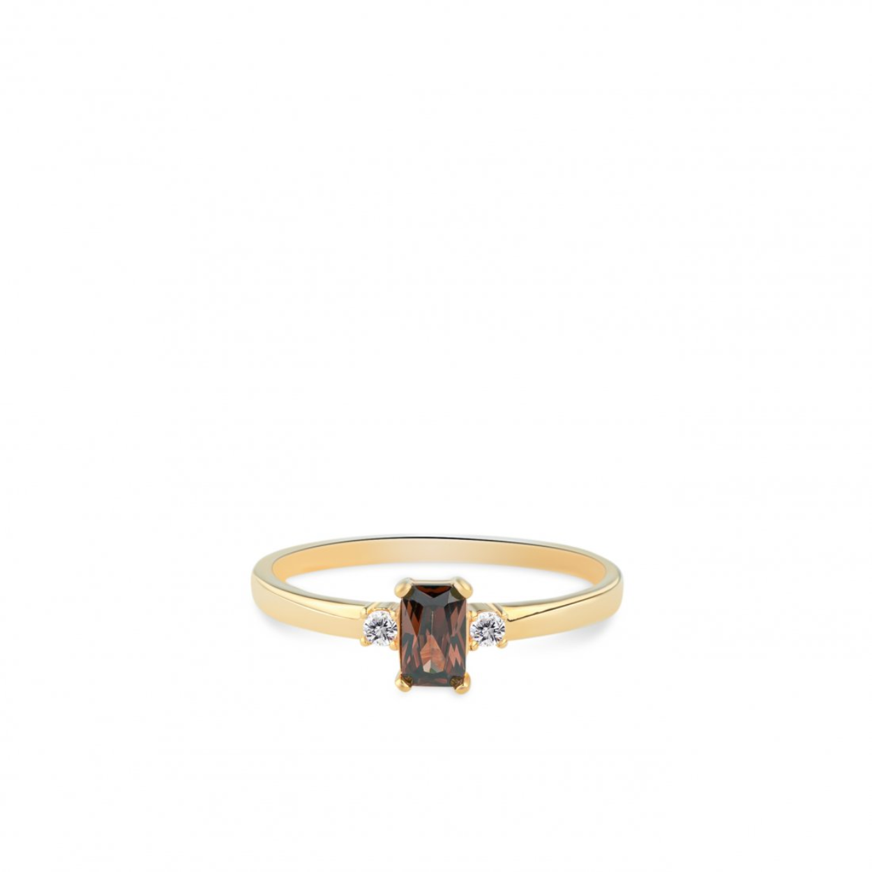Dit is een ring van het merk Swing Jewels. De kleur van het sieraad is geelgoud. Dit sieraad bevat de edelsteen: zirconia. De kleur van deze edelsteen is: bruin.