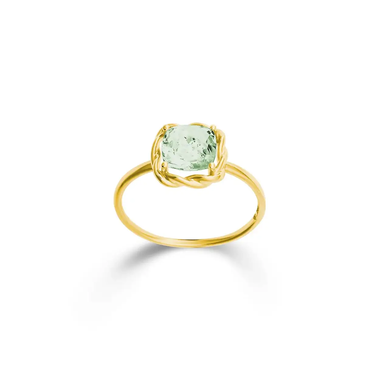 14K damesring met amethyst groen.