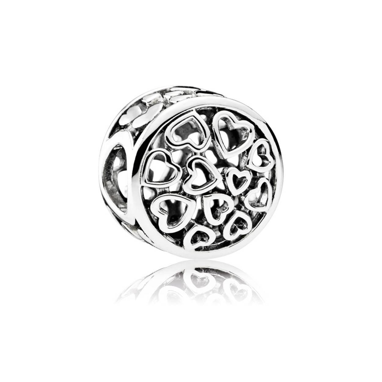 Pandora  Charm Zilver Openwork met hartjes