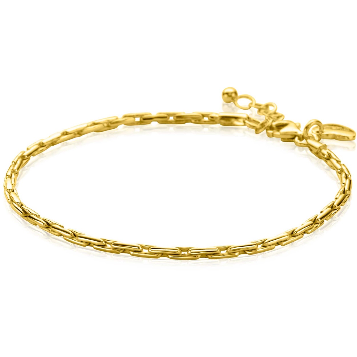 ZInzi Zilveren Armband geelgoud verguld anker rond geslepen