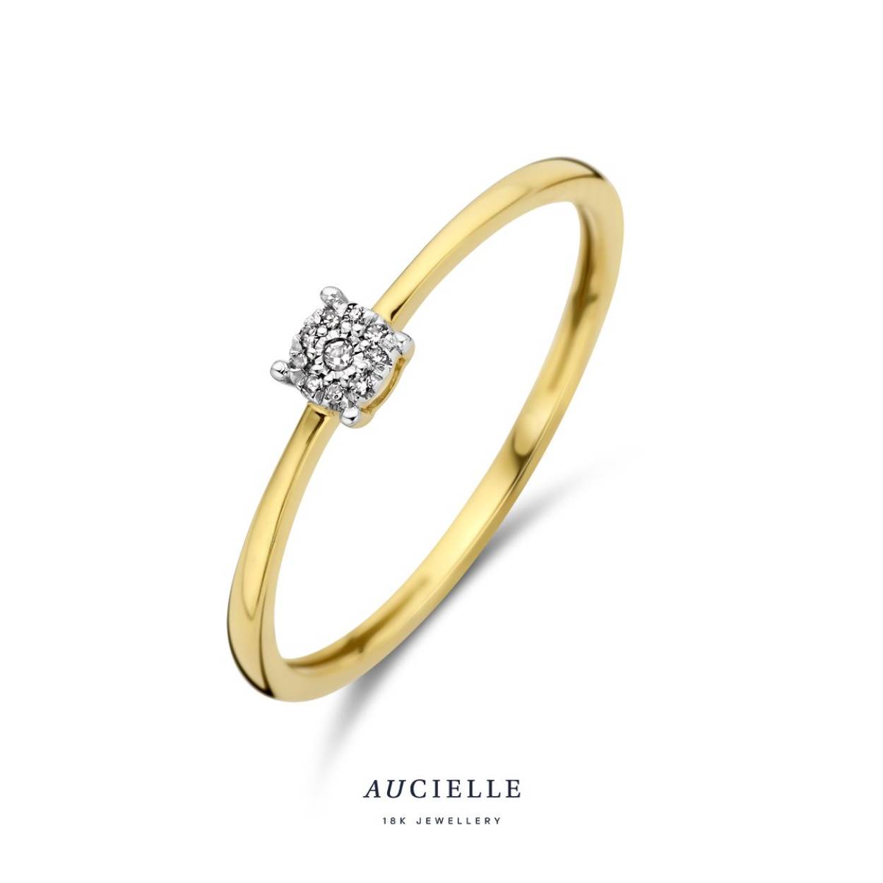 Aucielle ring rond pavé goud 18k briljant 0.02ct