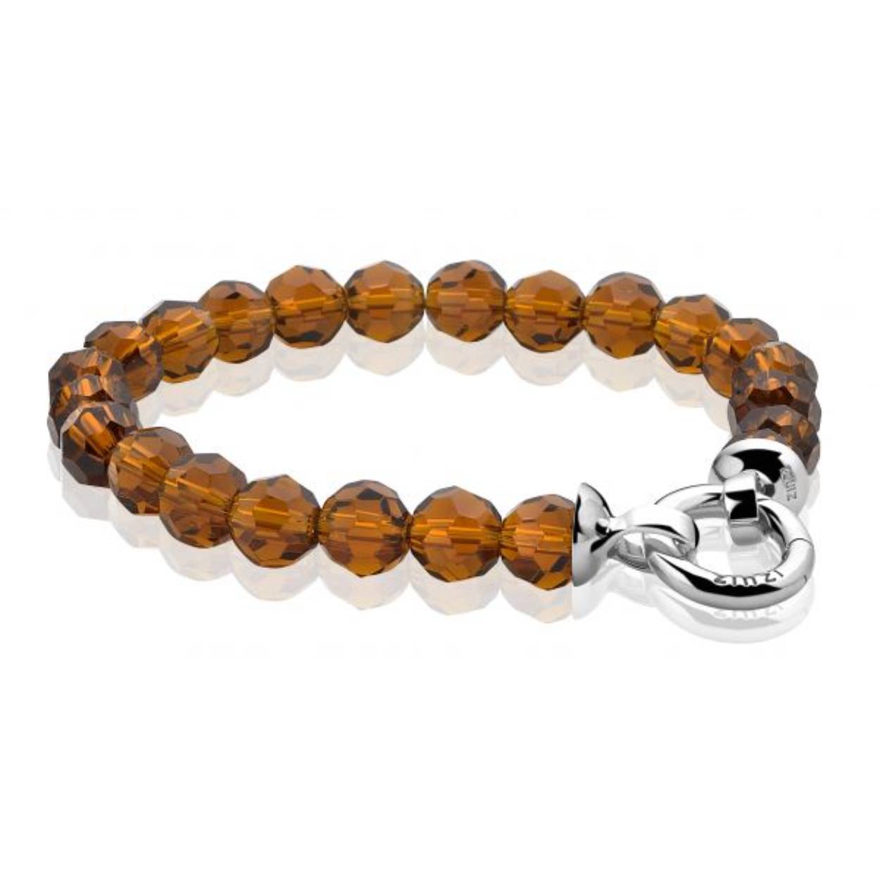 ZINZI armband met bruine beads. De beads zijn 8mm groot. Inclusief mooie ronde siersluiting van 15mm.
