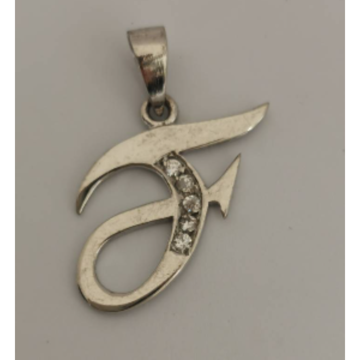 Zilveren hanger letter F zirkonia