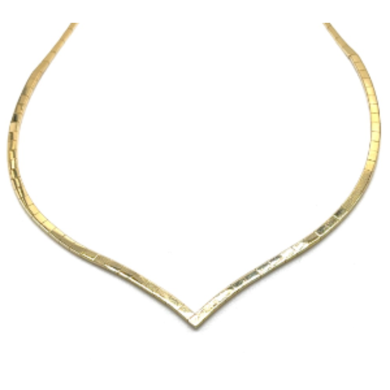 14k gouden collier, Rijk ontwerp. V ketting. ca 9.4 gram/ 45cm/2.6 mm breed