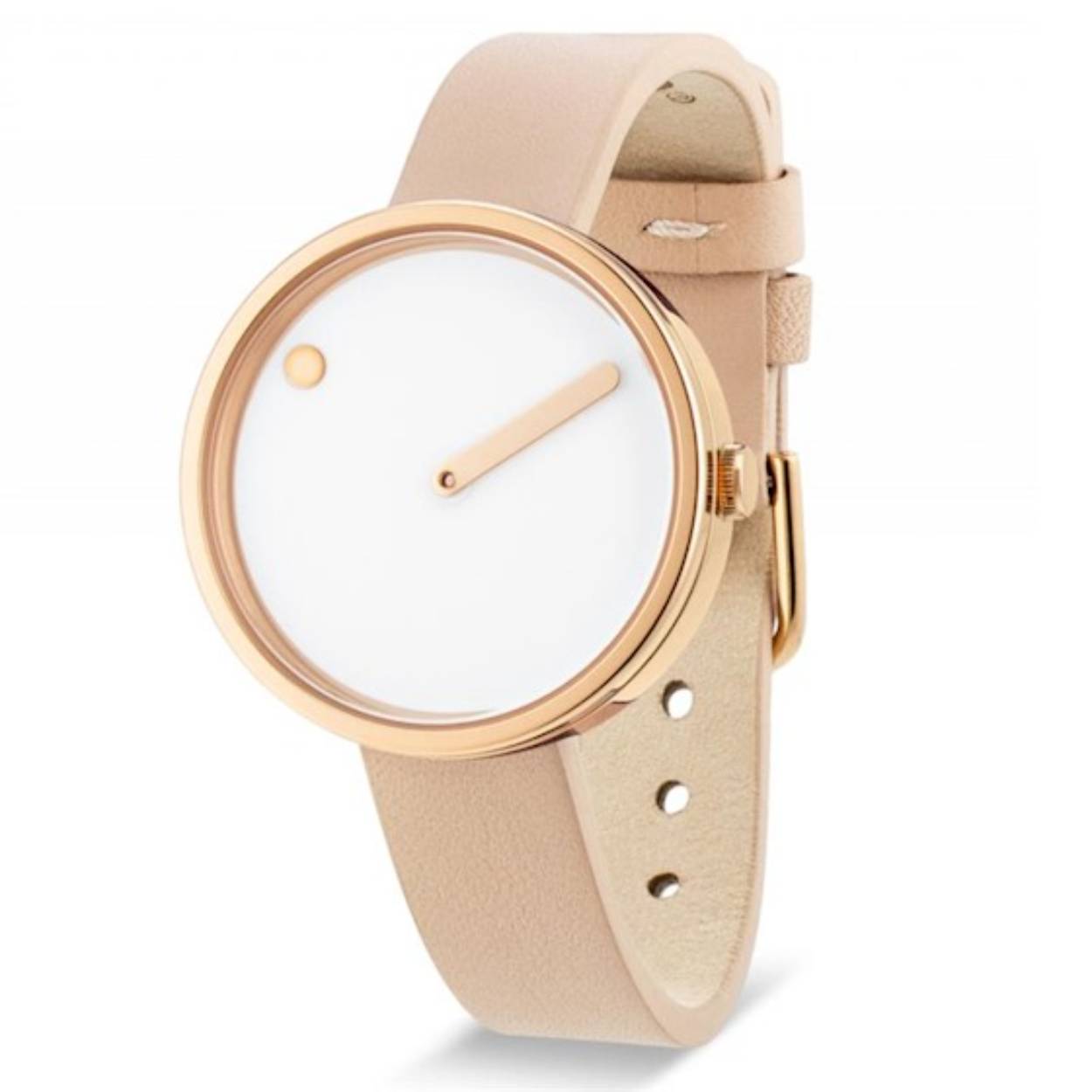Picto horloge Rose doublé leren band