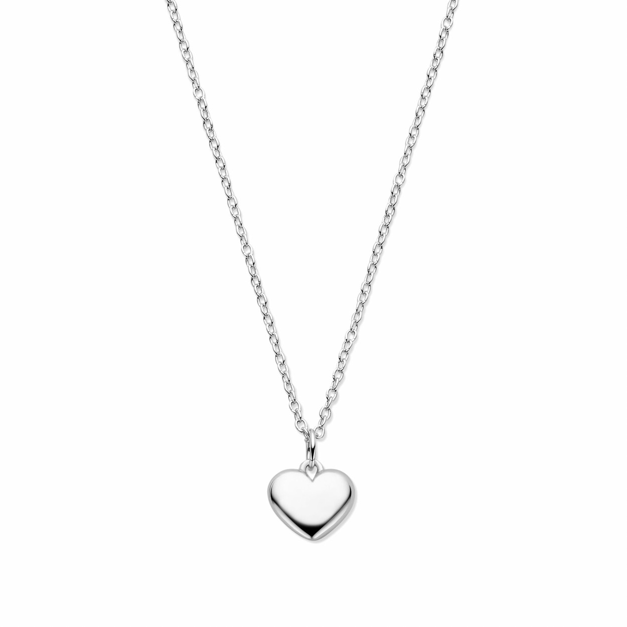 Gerhodineerd op 925 zilveren collier uitgevoerd met een hartje. Het collier heeft draaglengtes van 41-43-45cm.