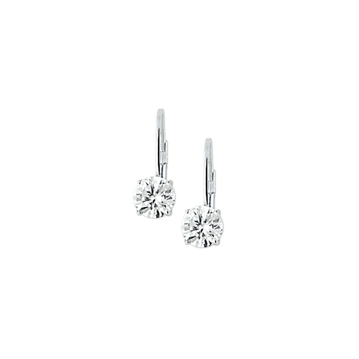 Gerhodineerd zilveren oorhangers met een brisur haak en zirkonia 6 mm.