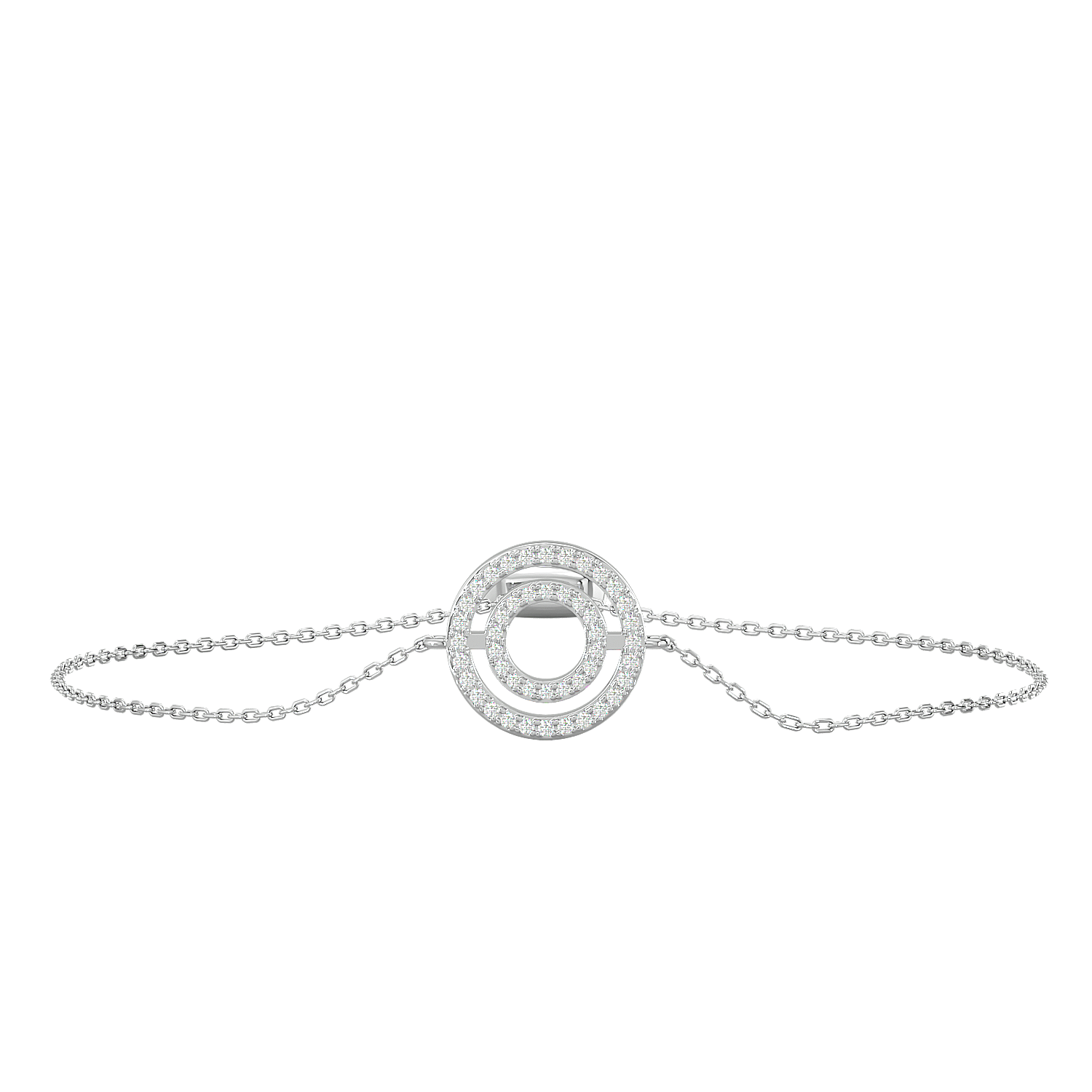 BRACELET CERCLE OR BLANC ET DIAMANTS 0.14GHSI
DIAMETRE 11MM / CHAINE 17CM AVEC LIEN 15,5CM