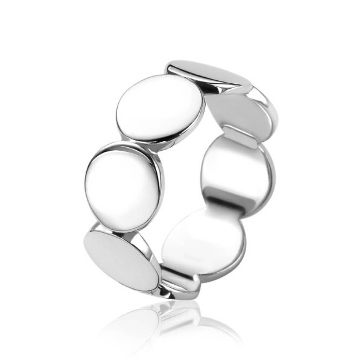 Zilveren ring met ronde plaatjes