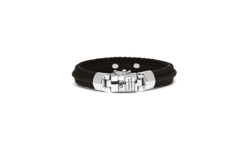 Armband Nurul Small Leather Brown zilver - E