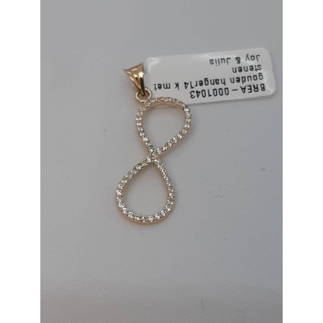 gouden hanger14 k met stenen
