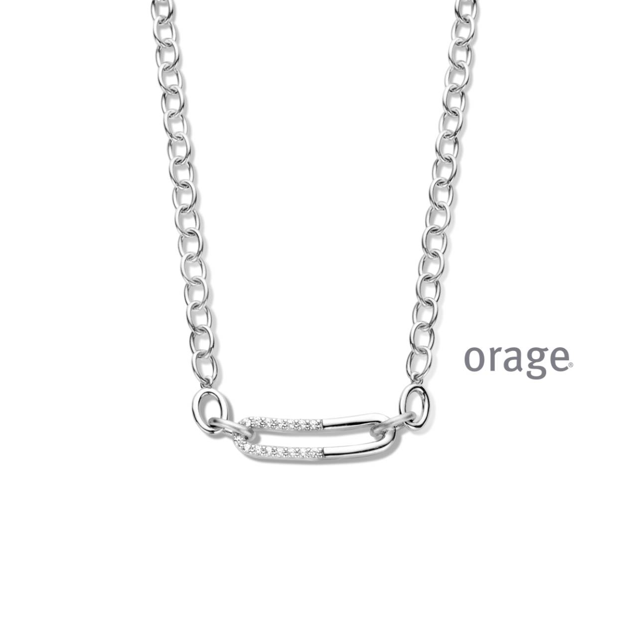 Zilveren collier (40 + 5 cm) met hanger van het merk Orage
De hanger bevat zirkonia's
Bijhorende oorbellen, ring en armband ook verkrijgbaar