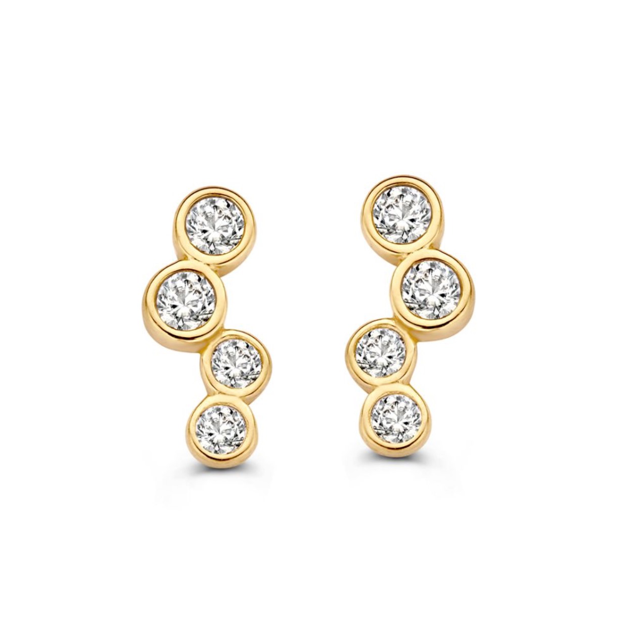 Geelgouden oorstekers met zirkonia.