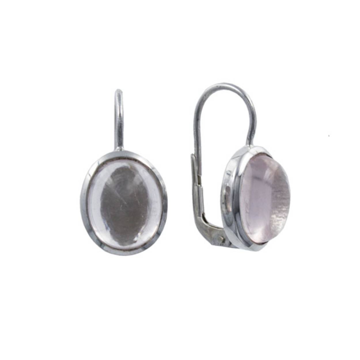 zilveren oorhangers met rozenquartz